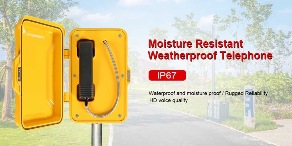 Moisture resistant weatherproof telephone IP67 rated